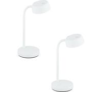 Loops 2 PACK Table Desk Lamp Colour Plain White Rocker Switch Bulb LED 4.5W Included Loops White