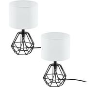 Loops 2 PACK Table Lamp Colour Black Base Shade White Fabric In Line Switch E14 1x60W Loops Black