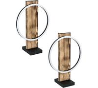 Loops 2 PACK Table Lamp Colour Black Brown Rustic Shade White Plastic Bulb LED 1x12W Loops Black