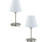 Loops 2 PACK Table Lamp Colour Satin Nickel Base Shade White Glass Opal Matt E14 60W in Metallics Loops Metallics
