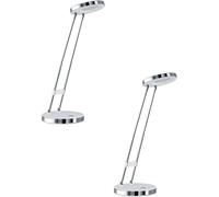 Loops 2 PACK Table Lamp Colour White & Chrome Plated Steel Rocker Switch Bulb LED 3W Loops White