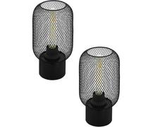 Loops 2 PACK Table Lamp Desk Light Black Steel Round Wire Mesh Shade 1x 60W E27 Loops Black
