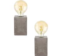 Loops 2 PACK Table Lamp Desk Light Grey Ceramic Square Base 1x 60W E27 Holder Loops Grey