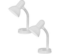 2 PACK Table Lamp Flexible Moveable Colour White Steel Rocker Switch E27 1x40W