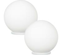 Loops 2 PACK Table Lamp White Shade White Glass Opal Matt In Line Switch E27 1x60W Loops White
