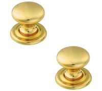 Loops 2 Pack - Tiered Mushroom Cupboard Door Knob 36mm Diameter Polished Brass Cabinet Handle