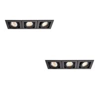 Loops 2 PACK Triple Recessed Boxed Downlight - 3 x 50W GU10 Reflector - Matt Black Loops Black