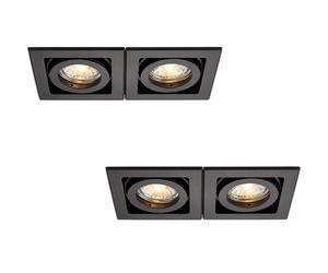 Loops 2 PACK Twin Recessed Boxed Downlight - 2 x 50W GU10 Reflector - Matt Black Loops Black