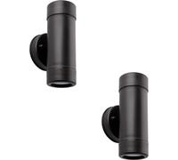 Loops 2 PACK Up & Down Twin Outdoor Downlight - Dimmable 2 x 7W GU10 LED - Black Loops Black