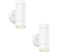 Loops 2 PACK Up & Down Twin Outdoor IP44 Wall Light - 2 x 7W GU10 LED - Gloss White Loops White