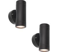 Loops 2 PACK Up & Down Twin Outdoor IP44 Wall Light - 2 x 7W GU10 LED - Matt Black Loops Black