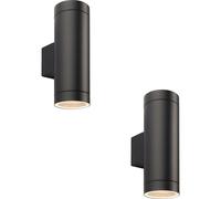 Loops 2 PACK Up & Down Twin Outdoor Wall Light - 2 x 7W GU10 LED - Textured Black Loops Black