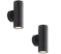 Loops 2 PACK Up & Down Twin Outdoor Wall Light - 2 x 7W LED GU10 - Satin Black Loops Black