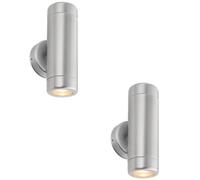 Loops 2 PACK Up & Down Twin Outdoor Wall Light - 2 x 7W LED GU10 - Stainless Steel in Metallics Loops Metallics