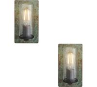 Loops 2 Pack Verdigris Bronze Dimmable Wall Light - Clear Round Glass Shade - 10W Led E27