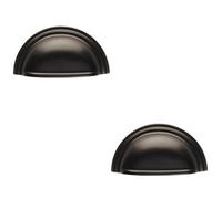 Loops 2 Pack - Victorian Cup Handle - Matt Black 76mm Centres Solid Brass Shaker Drawer Pull