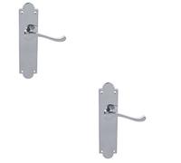 Loops 2 Pack - Victorian Internal Latch Door Handle - Polished Chrome Lever On Shaped Backplate