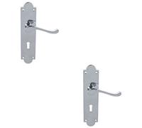 Loops 2 Pack - Victorian Latch & Lock Door Handle - Polished Chrome Lever On Shaped Backplate