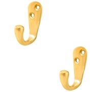 Loops 2 Pack - Victorian Oval Single Robe Coat Hook - Wall Mounted Gown Holder Polished Brass