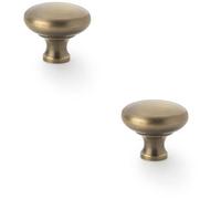 Loops 2 Pack - Victorian Round Door Knob - Antique Brass 38mm - Kitchen Cabinet Pull Handle