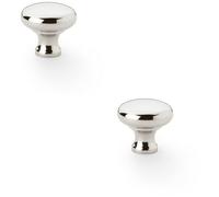 Loops 2 Pack - Victorian Round Door Knob - Polished Nickel 32mm - Kitchen Cabinet Pull Handle