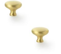 Loops 2 Pack - Victorian Round Door Knob - Satin Brass 38mm - Kitchen Cabinet Pull Handle