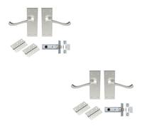 Loops 2 Pack - Victorian Scroll Door Handle & Latch Pack Set- Satin Nickel Lever On Plate Kit