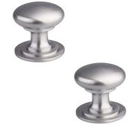 Loops 2 Pack - Victorian Tiered Door Knob - 25mm Satin Chrome Cabinet Pull Handle Round Rose