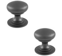 Loops 2 Pack - Victorian Tiered Door Knob - 32mm Anthracite Grey Cabinet Pull Handle Round Rose