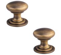 Loops 2 Pack - Victorian Tiered Door Knob - 32mm Antique Brass Cabinet Pull Handle Round Rose