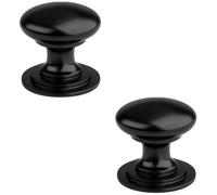 Loops 2 Pack - Victorian Tiered Door Knob - 38mm Matt Black Cabinet Pull Handle Round Rose