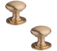 Loops 2 Pack - Victorian Tiered Door Knob - 38mm Satin Brass Cabinet Pull Handle Round Rose