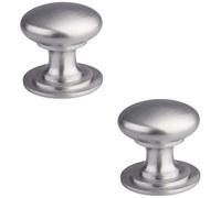 Loops 2 Pack - Victorian Tiered Door Knob - 42mm Satin Chrome Cabinet Pull Handle Round Rose