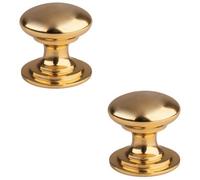 Loops 2 Pack - Victorian Tiered Door Knob - 50mm Polished Brass Cabinet Pull Handle Round Rose