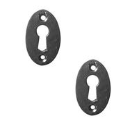 Loops 2 Pack Vintage 50mm Black Oval Escutcheon For Doors And Cabinets - Key Hole Cover