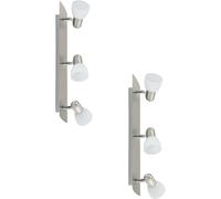 Loops 2 PACK Wall 3 Spot Light Colour Satin Nickel Shade White Satin Glass E14 3x40W in Metallics Loops Metallics