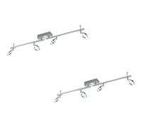 Loops 2 PACK Wall 6 Spot Light Aluminium Chrome Shade Satined Plastic LED 3.2W 2x3.3W Loops Multicolor