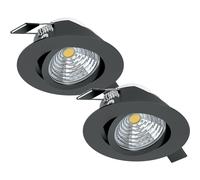 Loops 2 PACK Wall / Ceiling Flush Downlight Black Aluminium 6W LED 88mm Round Loops Black