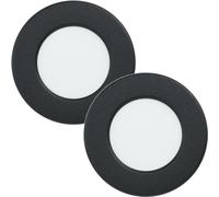 Loops 2 PACK Wall / Ceiling Flush Downlight Black Round Spotlight 2.7W Built in LED Loops Black