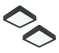 Loops 2 PACK Wall / Ceiling Light Black 160mm Square Surface Mounted 10.5W LED 4000K Loops Black