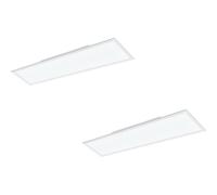 2 Pack Of Modern White Aluminium Led Ceiling Lights - 1200mm X 300mm 40W 4000K