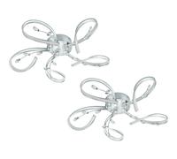 Loops 2 PACK Wall Flush Ceiling Light Chrome Shade White Clear Crystal LED 5x6.6W Loops White