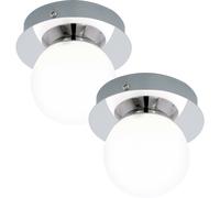 Loops 2 PACK Wall Flush Ceiling Light Chrome & White Glass Opal Matt Shade LED 1x3.3W Loops White