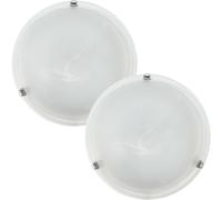 Loops 2 PACK Wall Flush Ceiling Light Colour Chrome Shade Glass Alabaster E27 2x60W in Clear Loops Clear