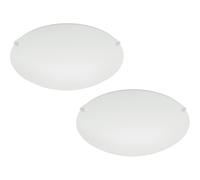 Loops 2 PACK Wall Flush Ceiling Light Colour White Shade White Satin Glass E27 1x60W Loops White
