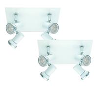Loops 2 PACK Wall Flush Ceiling Light IP44 Bathroom Colour White Chrome GU10 4x3.3W Loops White