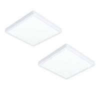 Loops 2 PACK Wall Flush Ceiling Light White Shade Square White Plastic LED 20W Incl Loops White