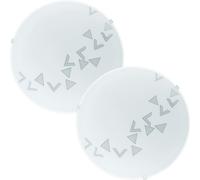 Loops 2 PACK Wall Flush Ceiling Light White Shade Traingle Design Satin Glass E27 60W Loops White