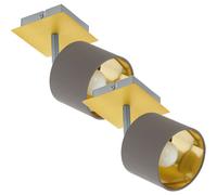 Loops 2 PACK Wall Light Colour Brushed Brass Satin Nickel Shade Cappuccino Fabric E14 in Metallics Loops Metallics