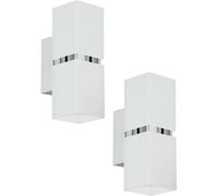 Loops 2 PACK Wall Light Colour Chrome Plated Steel White Square Shape Shade GU10 3.3W Loops White